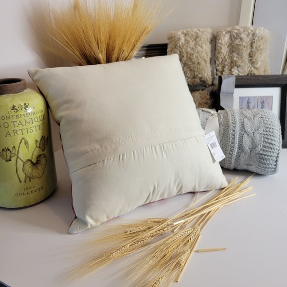 Accent Pillow, Nordstrom, Wool Embroidery Detail One Side, Rust Beige18"x18" - Picture 5 of 7